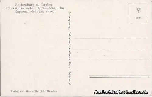 Rothenburg ob der Tauber Siebersturm nebst Torhäuschen i