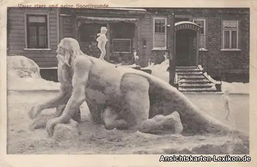 Clausthal-Zellerfeld Schneebaute vor dem Hotel "Stad