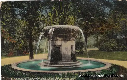 Ansichtskarte Chemnitz Zipper-Müllerbrunnen - Schloßteic