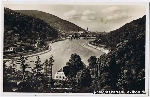 Foto Ansichtskarte Heidelberg Panorama mit Hotel-Pension