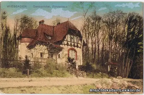 Wiesbaden Dambachtal - Försterei colorierte Ansichtskart