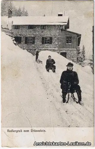 Oberaudorf Rodler Brünnstein Winter Ansichtskarte  b Ros