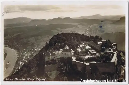 Luftbild Ansichtskarte Königstein mit Festung b Schandau