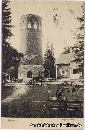 Postcard Ansichtskarte Kuopio Pujon Torni (Turm und Hütt