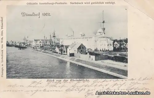 Ansichtskarte Düsseldorf Blick von der Rheinbrücke Auste