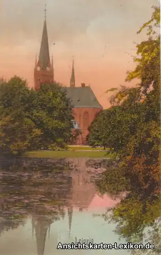 Ansichtskarte Leipzig Lutherkirche mit Johannapark color
