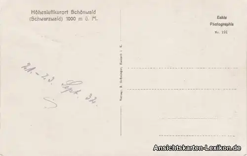 Ansichtskarte Schönwald im Schwarzwald Totalansicht 1932