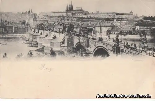 Postcard Prag Praha Totale mit Brücke Tschechien Czech c