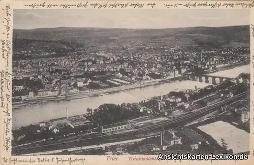 Ansichtskarte Trier Totalansicht mit Bahnstrecke und Fab