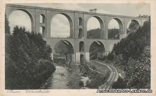 Ansichtskarte Jocketa Pöhl Elstertalbrücke Bahngleise b