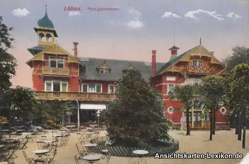 Ansichtskarte Löbau Honigbrunnen und Gasthaus b Zittau G