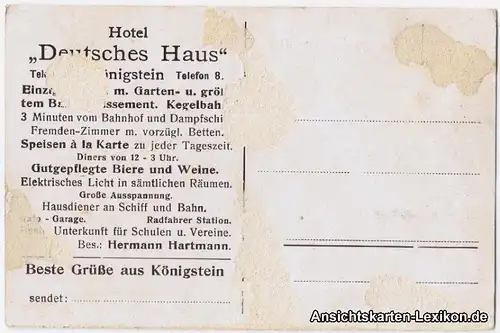 Ansichtskarte Königstein Hotel Deutsches Haus b Pirna Ba