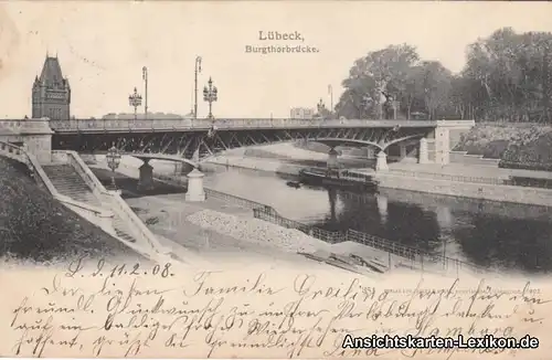 Ansichtskarte Lübeck Partie an der Burgtorbrücke g1902