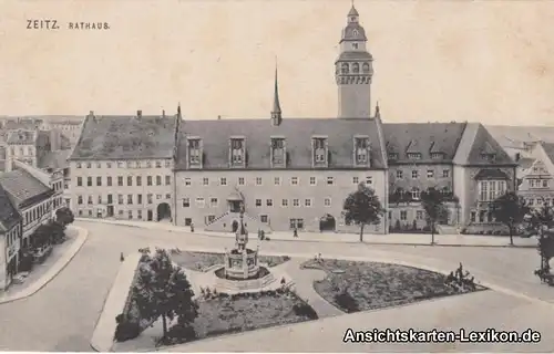 Ansichtskarte Zeitz Marktplatz u Rathaus b Naumburg Weiß