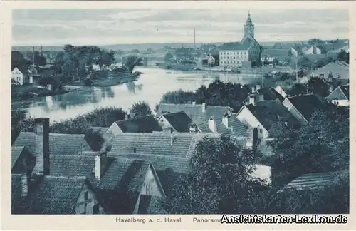 Ansichtskarte Havelberg Blick über die Stadt mit Havel b