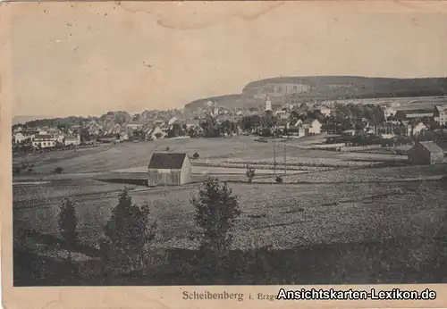 Ansichtskarte Scheibenberg (Erzgebirge) Totalansicht 1920