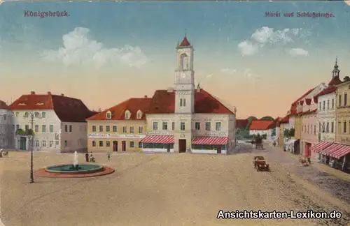 Ansichtskarte Königsbrück Markt und Schloßstraße b Kamen