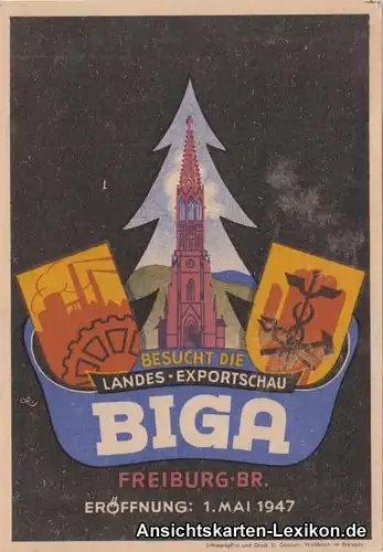 Werbe Ansichtskarte  Freiburg BIGA Landes-Exportschau 19