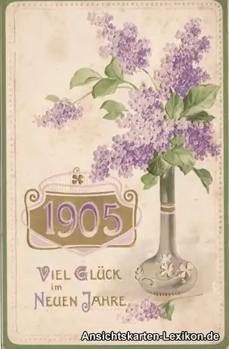 Viel Glück im Neuen Jahr - Präge Ansichtskarte 1905