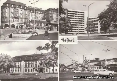 Foto Ansichtskarte Erfurt Mehrbildkarte: Bahnhofsplatz, 