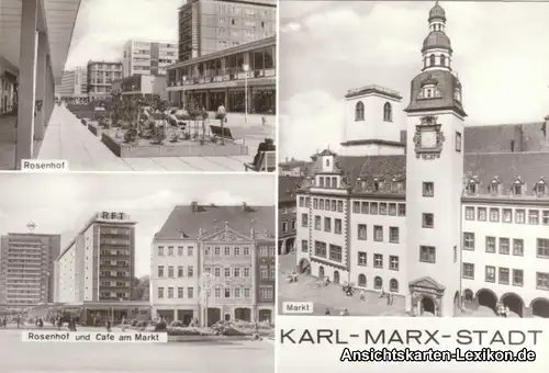 Ansichtskarte Chemnitz Rosenhof und Markt 1978