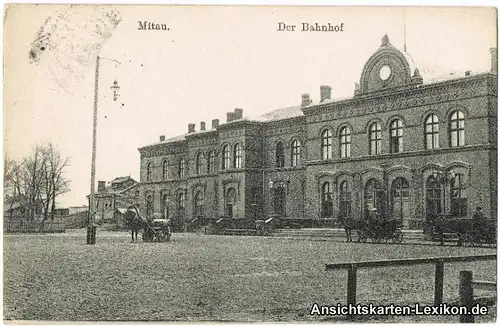 Ansichtslarte Postcard Mitau Partie am Bahnhof Jelgava  