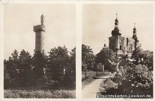 Ansichtskarte Jägerndorf 2Bild Turm und Kirche Krnov b T