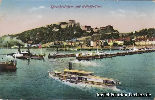 Ansichtskarte Ehrenbreitstein Koblenz Ansicht mit Schiff