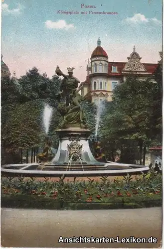 Ansichtskarte Posen Königsplatz mit Perseusbrunnen Pozna