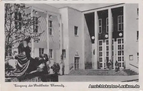 Chemnitz Eingang des Stadtbades Ansichtskarte 1939