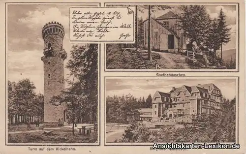 Ilmenau 3 Bild Kickelhahn, Berghotel Gabelbach und Goethehäuschen 1920 