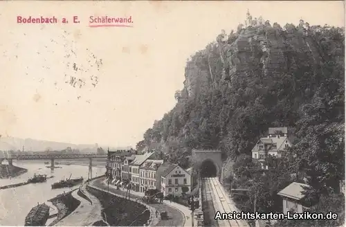 Tetschen-Bodenbach Straßenblick und Schäferwand