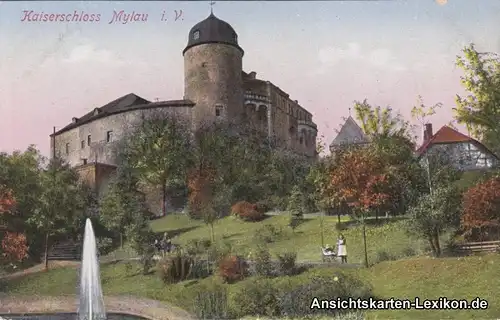 Ansichtskarte Mylau Partie am Kaiserschloß b Reichenbach