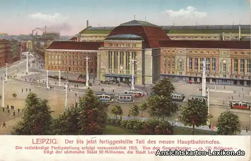 Ansichtskarte Leipzig Partie am Hauptbahnhof c1918