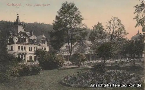 Postcard Karlsbad Karlovy Vary Cafe "Kaiserpark" 1910 