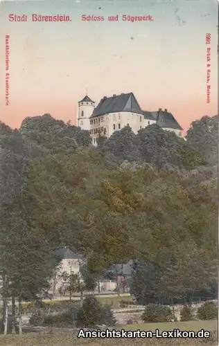 Bärenstein Schloß und Sägewerk (Handcolorierte KK)