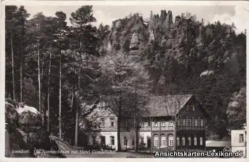 Ansichtskarte Jonsdorf Die Nonnenfelsen mit Hotel Gondelfahrt 1939 