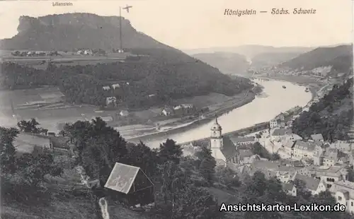 Königstein (Sächs. Schw.) Ansicht mit Lilienstein