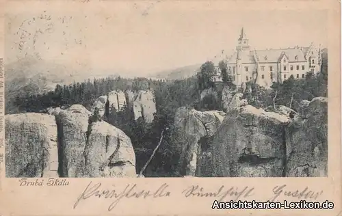 Ansichtskarte Hrubá Skála Groß Skal Blick auf die Burg R