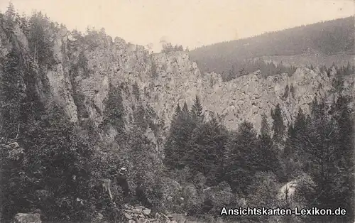 Ansichtskarte Zöblitz Ringmauer beim Katzenstein 1918 