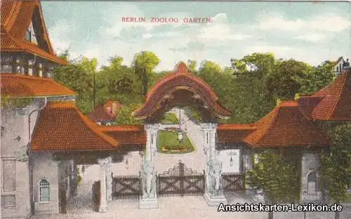 Ansichtskarte Tiergarten-Berlin Zoologischer Garten - Eingang 1915