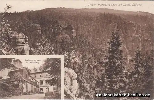 Schmilka Großer Winterberg - 2 Bild mit Gasthaus Tetschen Teplitz Schandau 1922