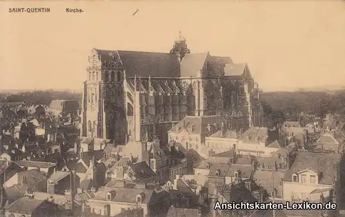GPC Postcard Saint-Quentin Panorama mit Kirche c1918