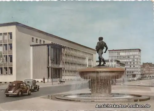 Ansichtskarte Hannover Leibnizufer mit Duvebrunnen 1957