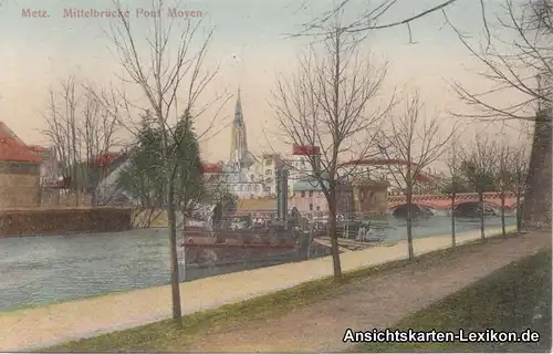 Metz Dampfer mit Mittelbrücke (Pont Moyen)