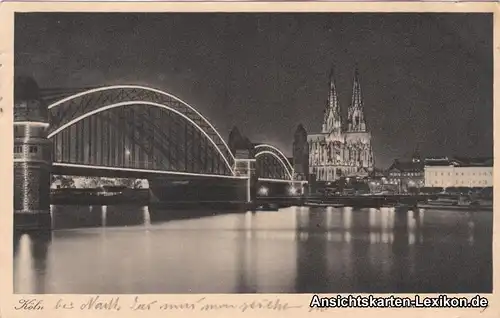 Ansichtskarte Köln Dom- und Brückenbeleuchtung 1928