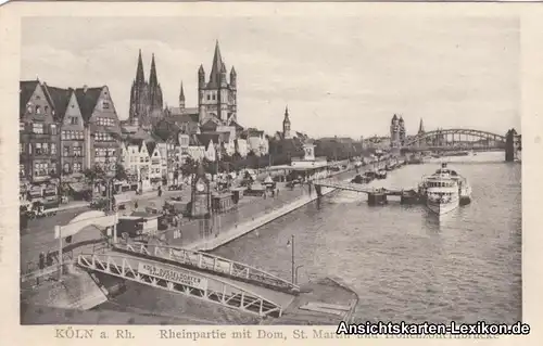 Ansichtskarte Köln Rheinpartie mit Dampferanlegestelle, 