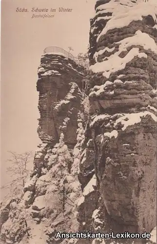 Ansichtskarte Rathen Basteifelsen im Winter 1914 