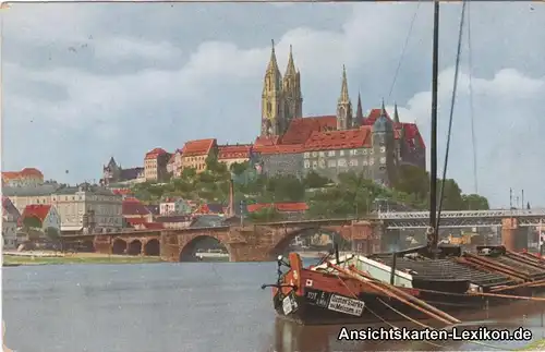 Ansichtskarte Meißen Panorama mit Schlepper (Gustav Star