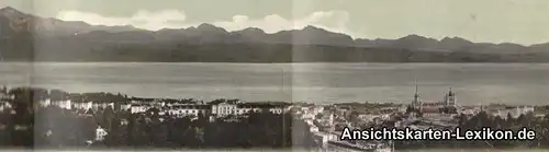 Lausanne vierteilige Ansichtkarte Totalansicht mit Fabrik 1913